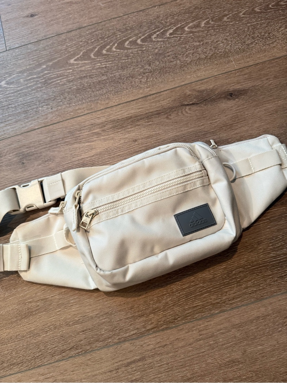 adidas Cream Belt Bag with Contrast Logo Patch